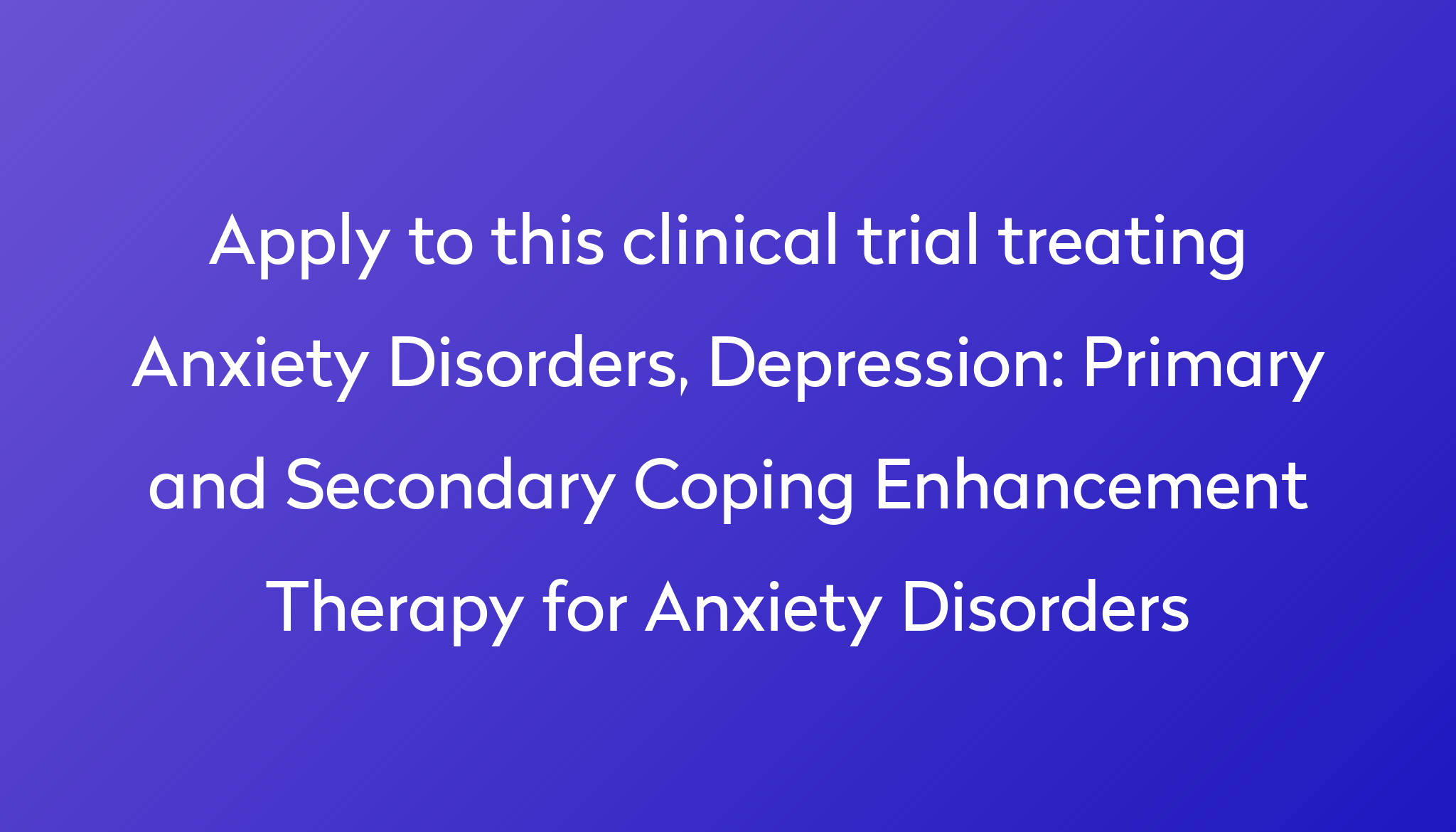 Cbt Treatment For Anxiety Disorders